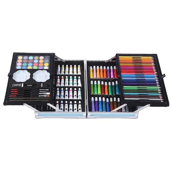 Set 145 piese pictura si desen, cu gentuta tip geamantan, maner rezistent, 34 x 23 x 9 cm [5]
