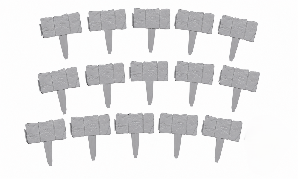 Set 15 borduri decorative pentru gradina, imitatie piatra, modulare, fixare in sol, 25 x 23 cm fiecare, gri [2]