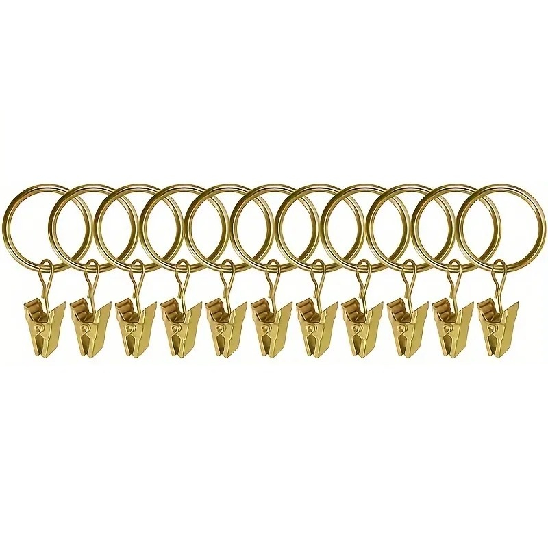 Set 15 inele metalice cu clema de agatat pentru perdele, draperii, diametru 22 mm - Bronz