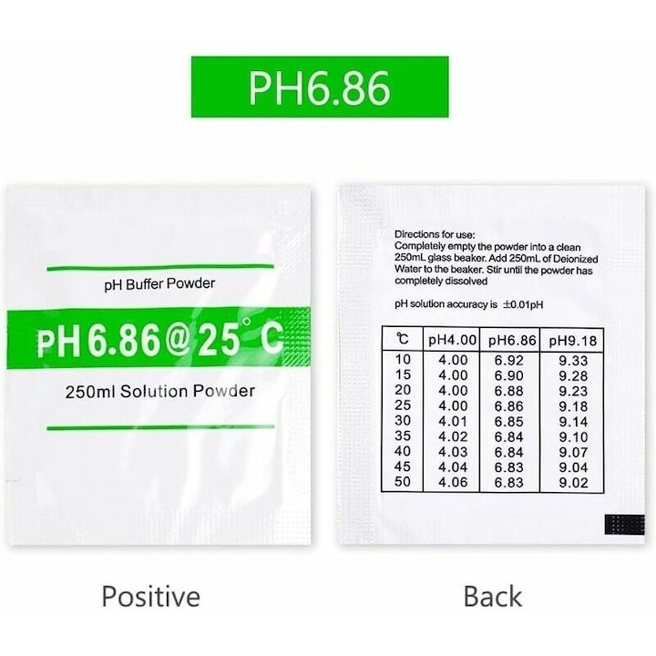 Set 15 plicuri solutii de calibrare apa, pentru PH, 4.00 pH, 6.86 pH si 9.18 pH [3]