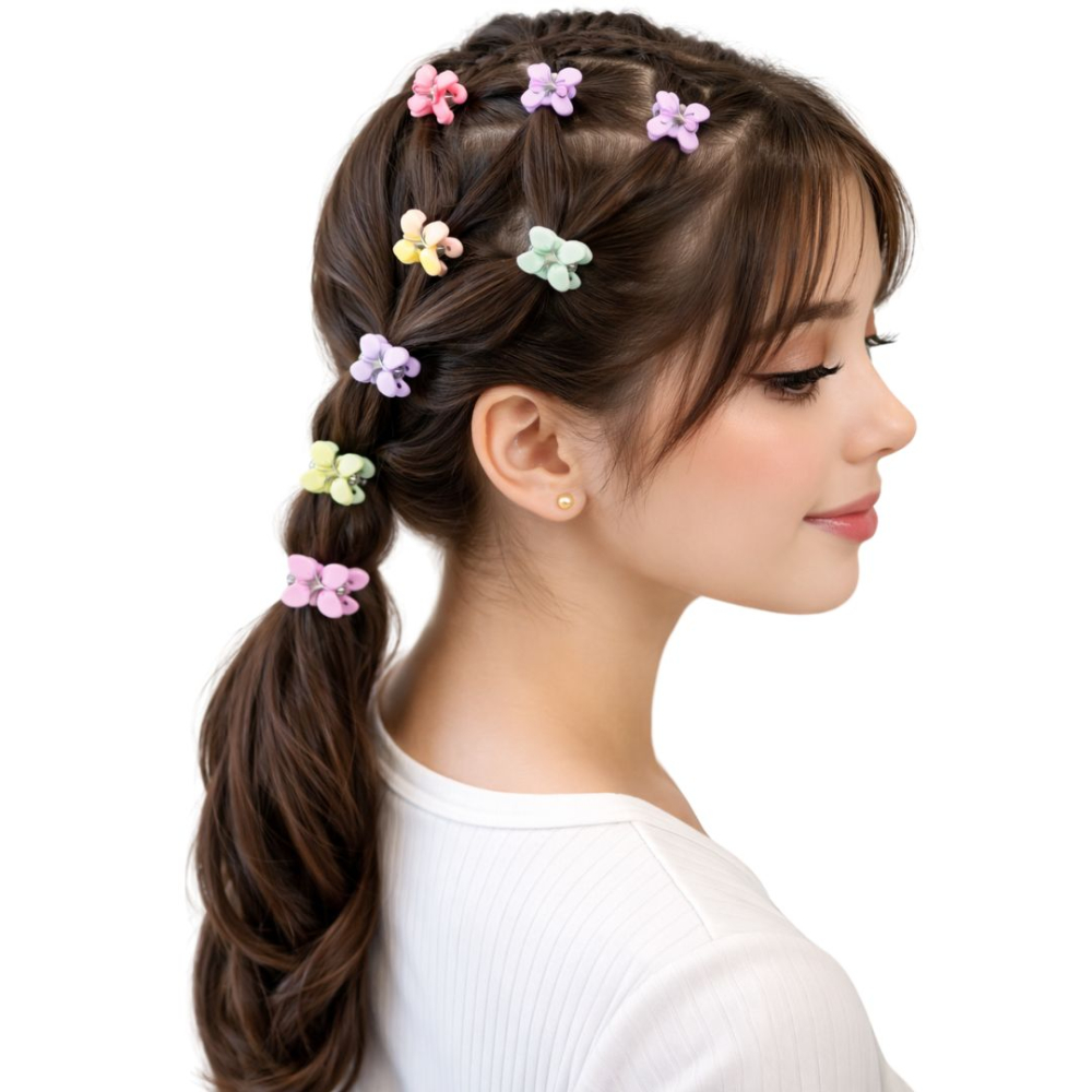 Set 16 cleme par mini model iepuras, culori pastel, cutie transparenta depozitare, sistem arc metalic [2]