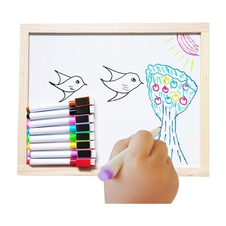 Set 16 markere cu stergere uscata, 8 culori, cu magnet, 11.5 x 1.2 cm [5]