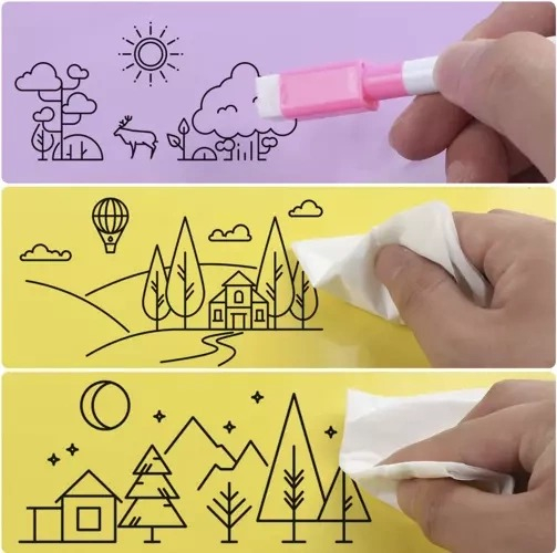 Set 16 markere cu stergere uscata, 8 culori, cu magnet, 11.5 x 1.2 cm [10]