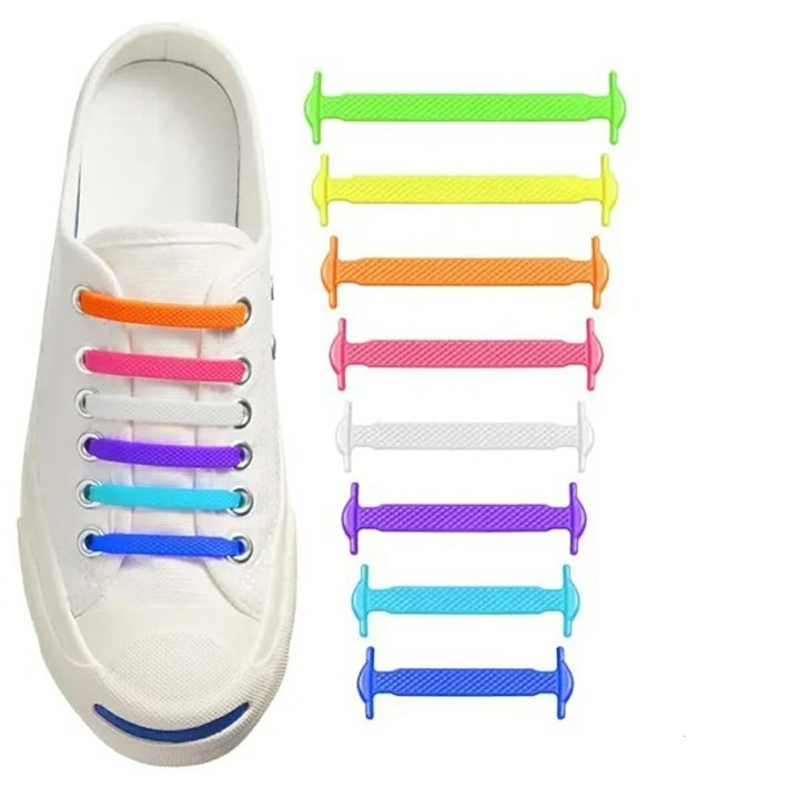 Set 16 sireturi din silicon, elastice, fara legare, universale, multicolore – confort si rapiditate pentru orice tip de incaltaminte [3]