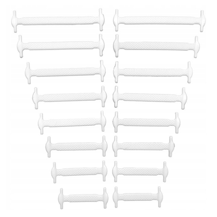 Set 16 sireturi elastice universale pentru incaltaminte din silicon - Alb
