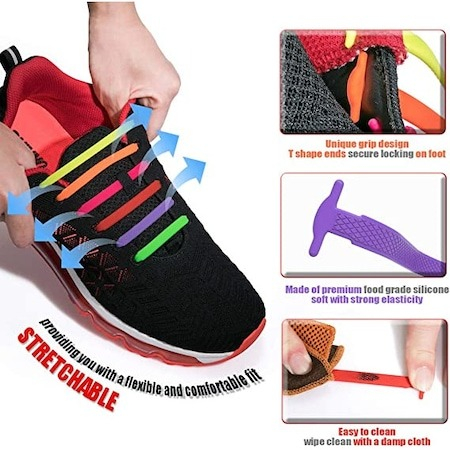Set 16 sireturi elastice universale pentru incaltaminte din silicon - Multicolor [3]
