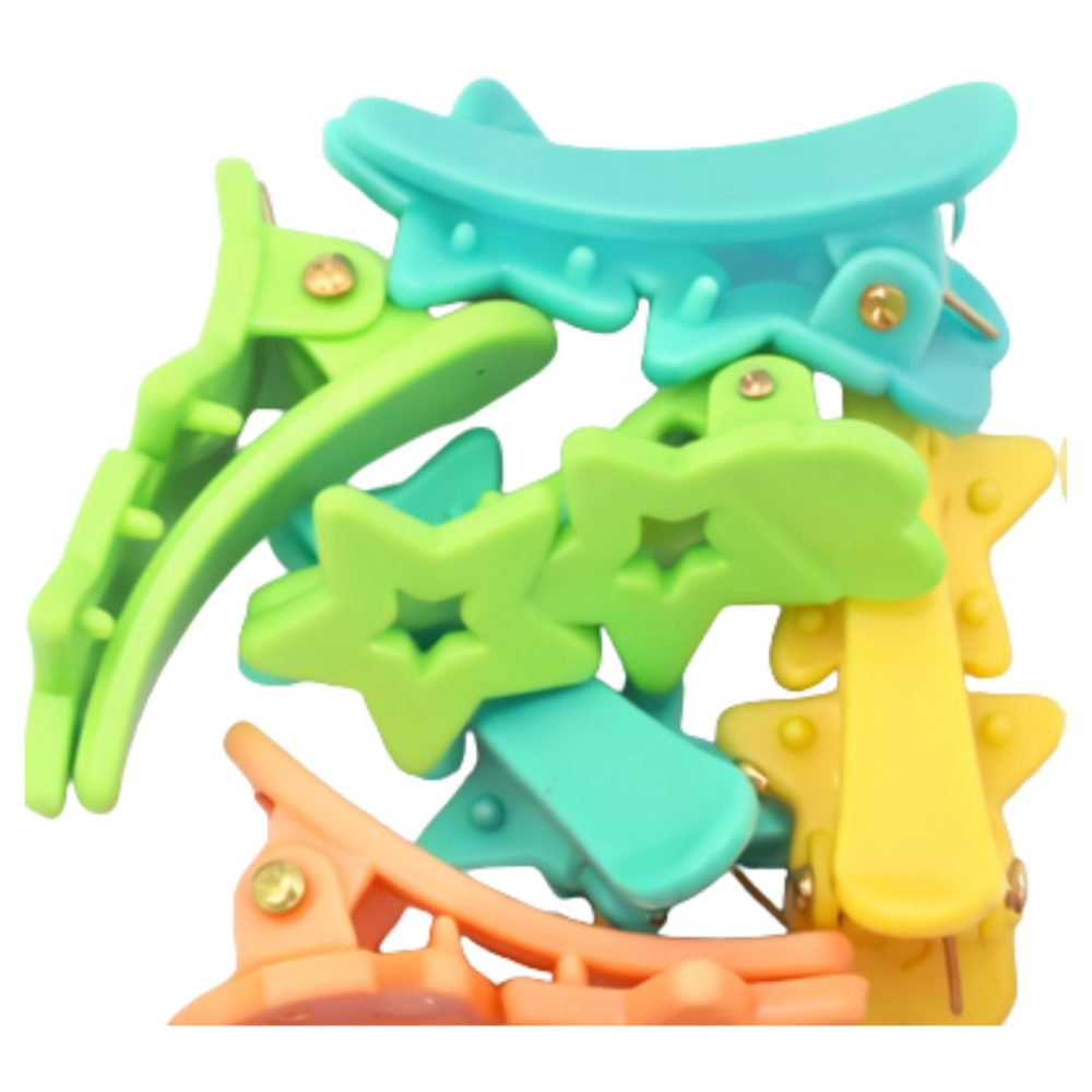 Set 18 elastice par 1.5 cm si 5 cleme mini model steluta, cutie organizator transparenta, multicolor [5]