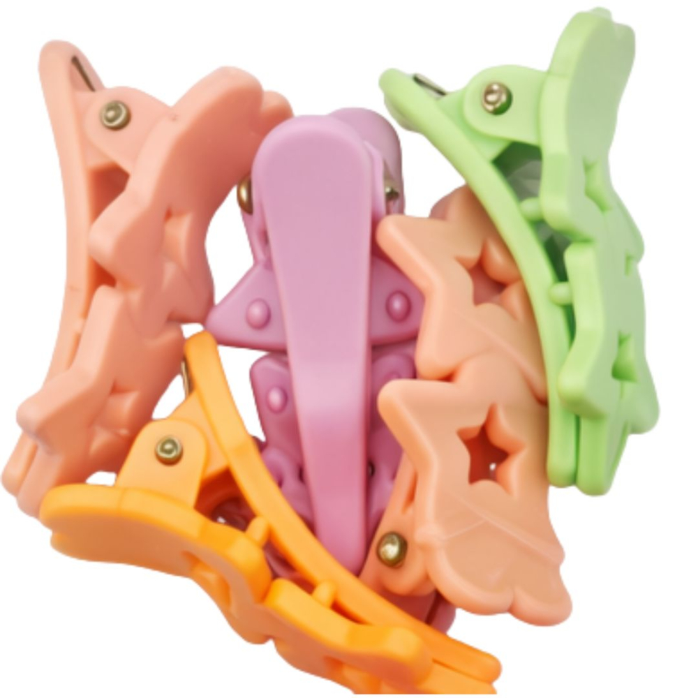 Set 18 elastice par 1.5 cm si 5 cleme mini model steluta, cutie organizator transparenta, multicolor [4]