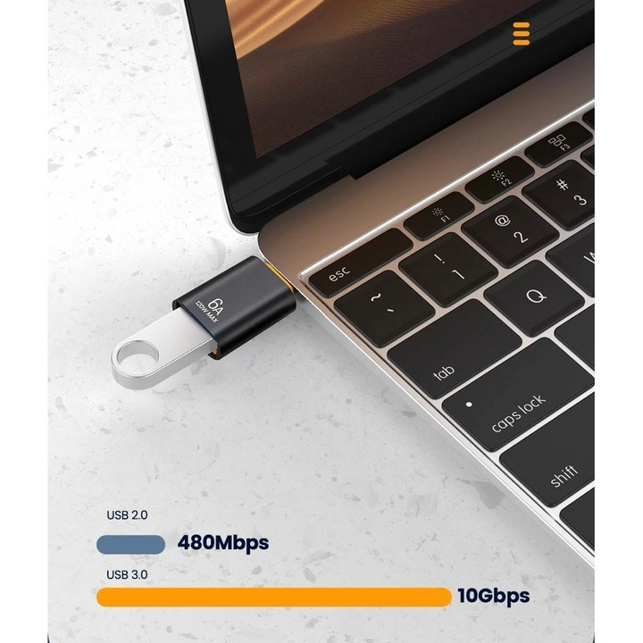 Set 2 adaptoare USB-C - USB 3.0 si USB 3.0 - USB-C, viteza de transfer 3.0, 6A - Negru [3]