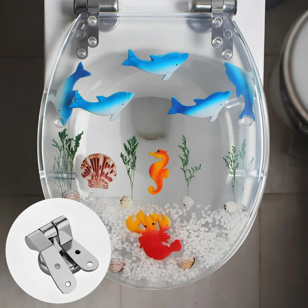 Set 2 balamale pentru capac de toaleta din otel inoxidabil, tip U, argintiu, 45/50 mm, set complet cu suruburi si accesorii de montaj [7]