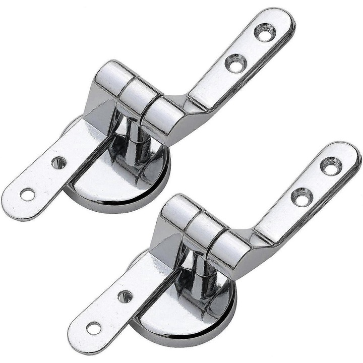 Set 2 balamale pentru capac de toaleta din otel inoxidabil, tip U, argintiu, 45/50 mm, set complet cu suruburi si accesorii de montaj [2]