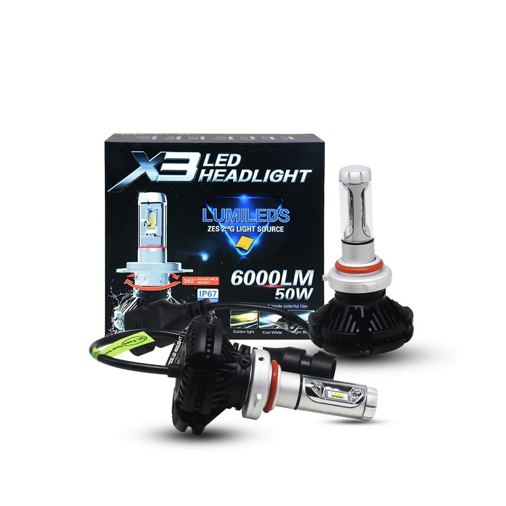 Set 2 becuri auto LED, model X3, soclu H7, putere 50W - Negru [2]