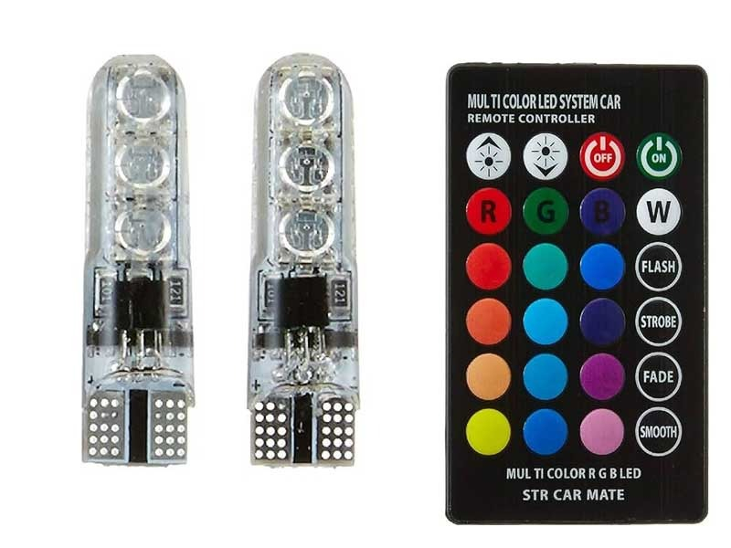 Set 2 becuri auto, LED, T10, RGB, 12V [6]