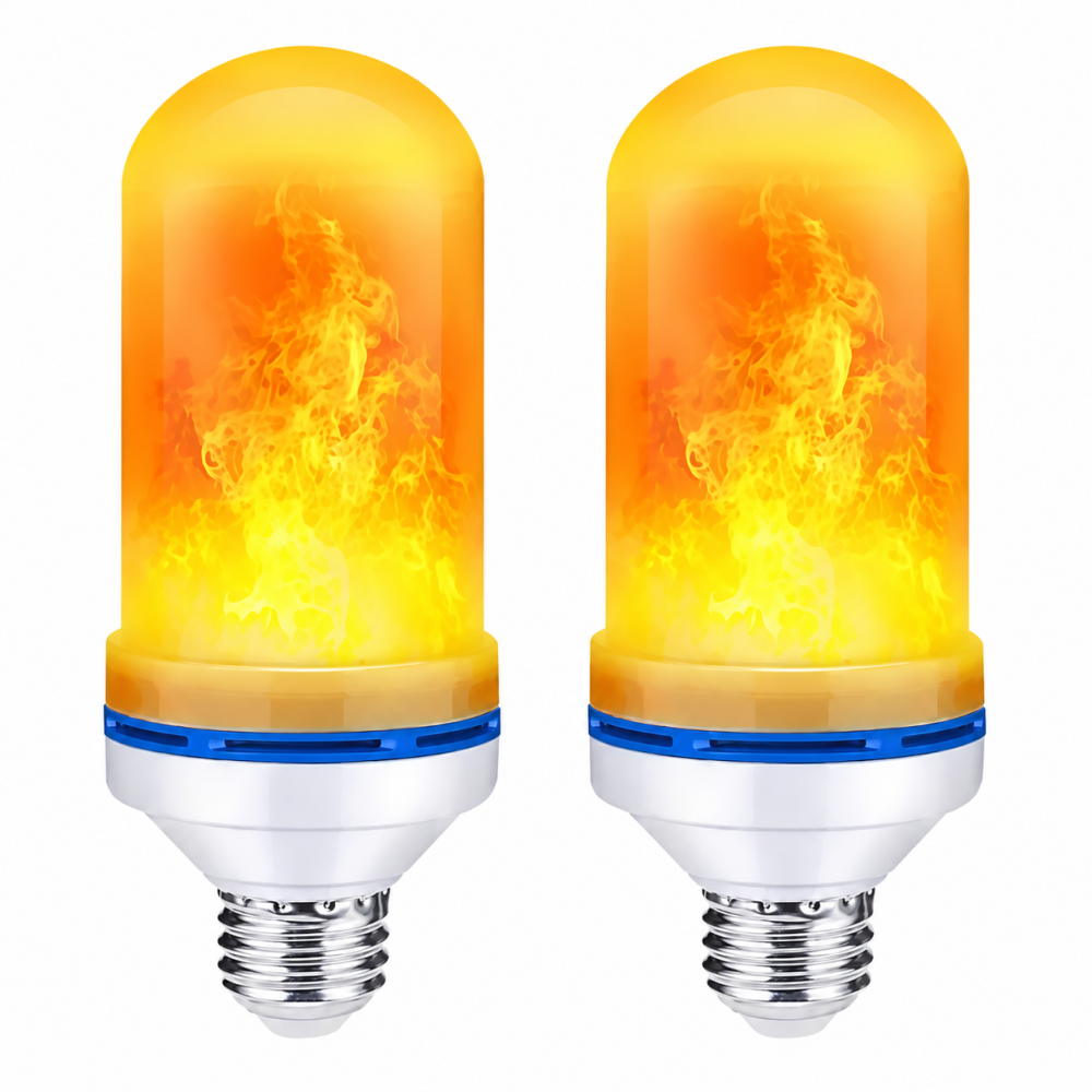 Set 2 becuri LED alb cald 15 x 6 cm, E27, 9W, efect flacara vie, 3 moduri iluminare, 1300-1800K, IP44, iluminat decorativ ambiental [2]