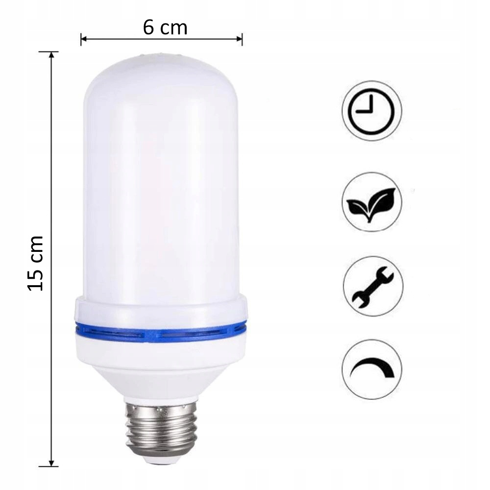Set 2 becuri LED alb cald 15 x 6 cm, E27, 9W, efect flacara vie, 3 moduri iluminare, 1300-1800K, IP44, iluminat decorativ ambiental [4]