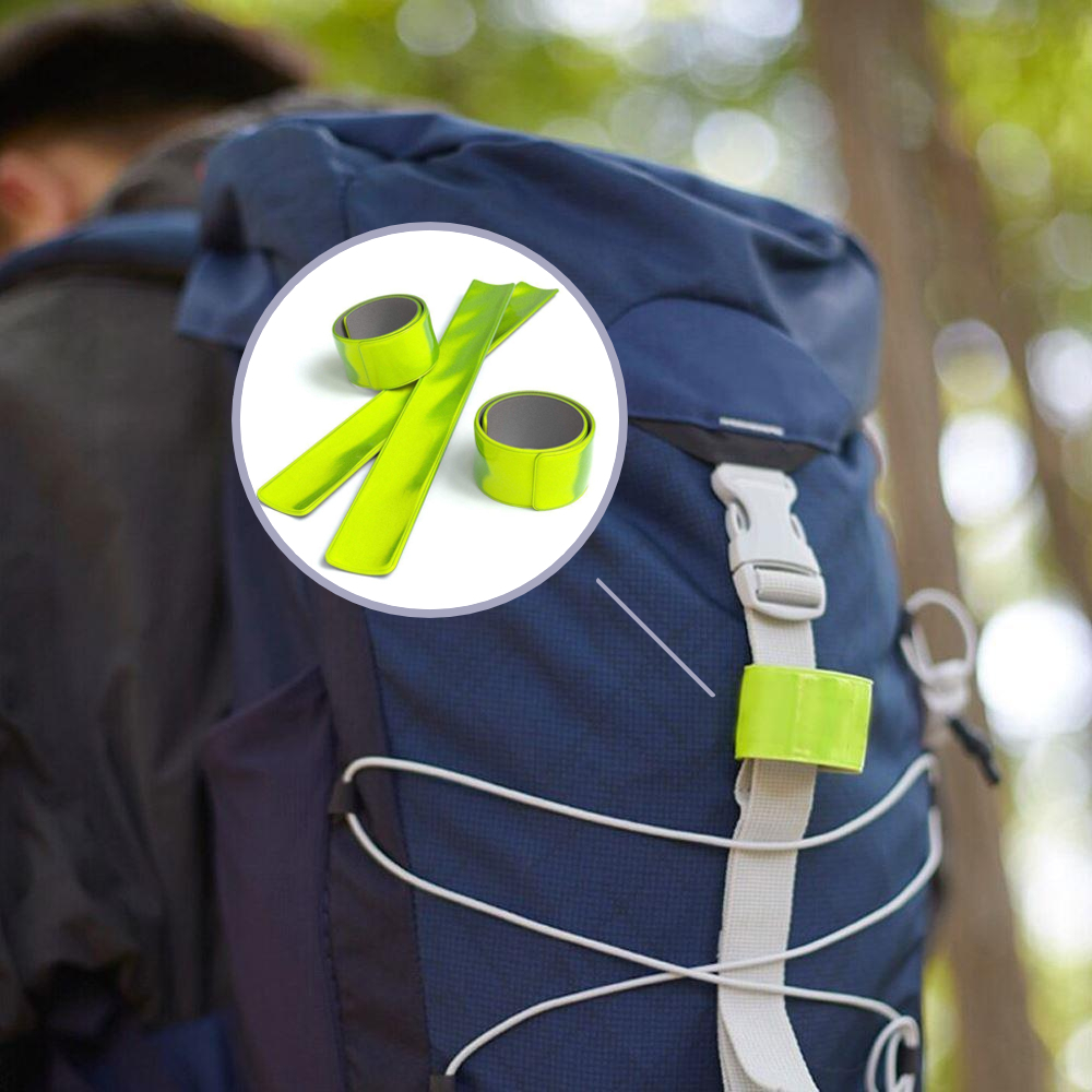 Set 2 benzi reflectorizante verzi reutilizabile pentru brat si echipamente, auto-fixare rapida, 40x3 cm, rezistente la ploaie [4]
