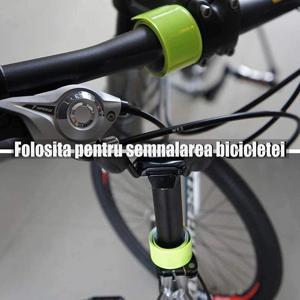 Set 2 benzi reflectorizante verzi reutilizabile pentru brat si echipamente, auto-fixare rapida, 40x3 cm, rezistente la ploaie [3]