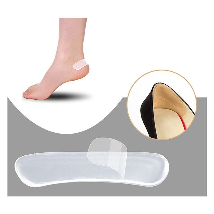 Set 2 branturi cu pernite de calcai, pentru pantofi cu toc, silicon transparente, marime universala, confort ridicat si fixare autoadeziva [3]