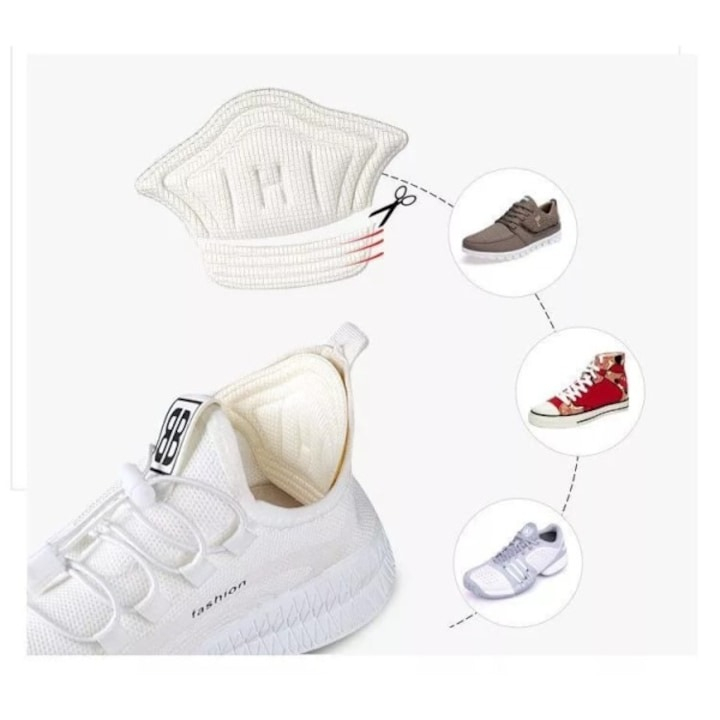 Set 2 bucati protectii calcai pentru pantofi, adidasi, 5mm grosime, marime universala, Alb/Negru [3]