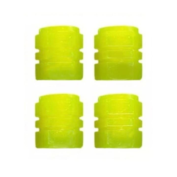 Set 2 capace ventil, lumini pentru bicicleta, fosforescente, ABS, universale, galben [3]