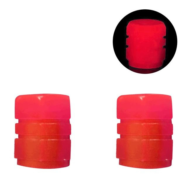 Set 2 capace ventil, lumini pentru bicicleta, fosforescente, ABS, universale, rosu [2]