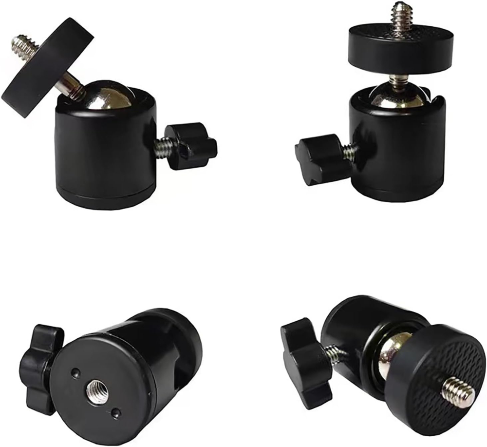 Set 2 capete sferice mini rotative 360 grade cu prindere 1/4 pentru trepied, suport aluminiu pentru lumina LED, microfon, camera video si telefon [6]