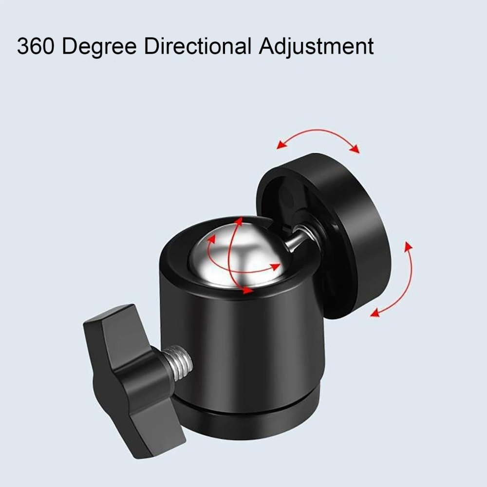 Set 2 capete sferice mini rotative 360 grade cu prindere 1/4 pentru trepied, suport aluminiu pentru lumina LED, microfon, camera video si telefon [2]