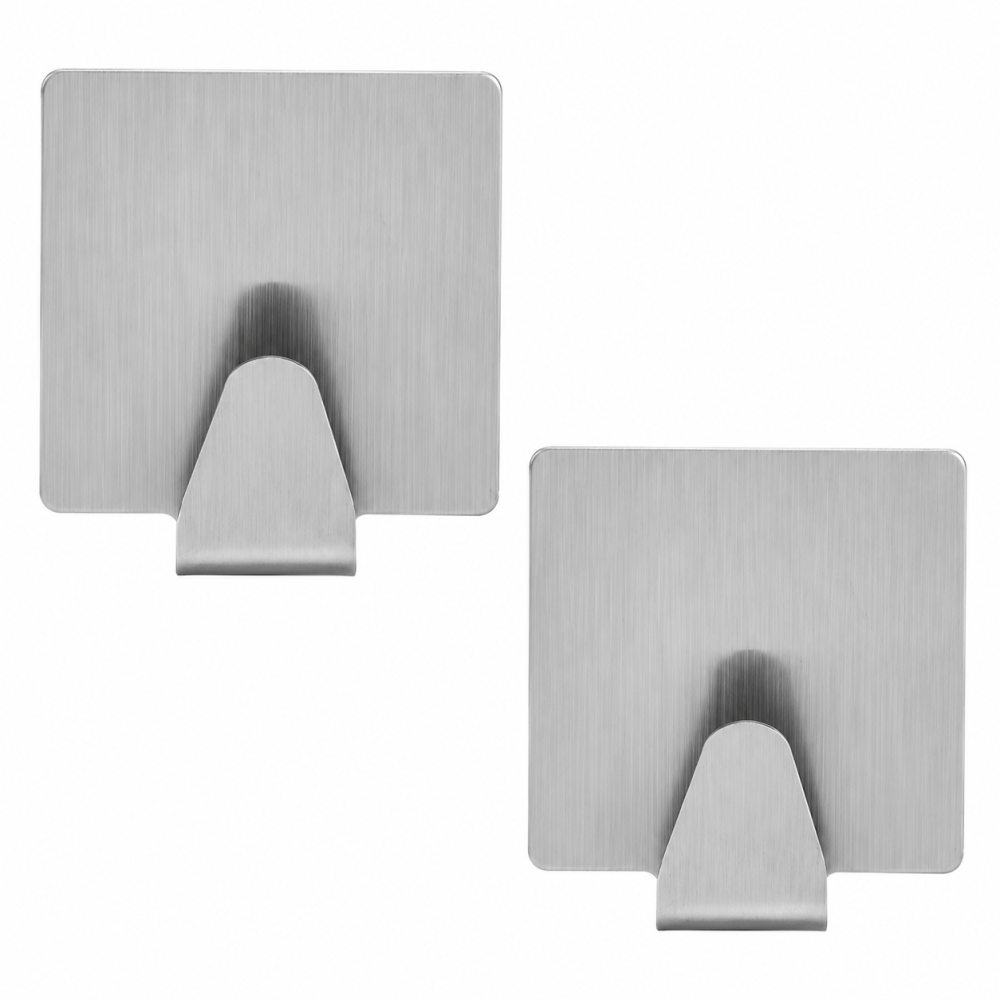 Set 2 carlige metalice argintii 4,8 x 4,8 x 2,5 cm autoadezive, suporturi de perete fara gaurire [4]