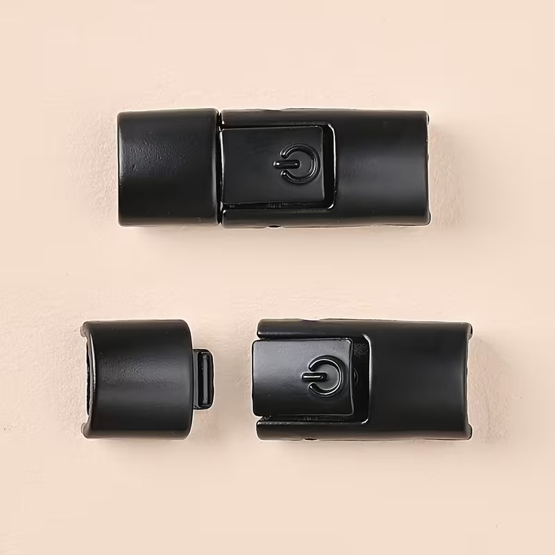 Set 2 catarame pentru legarea sireturilor, cu buton, plastic, universale, negru [6]