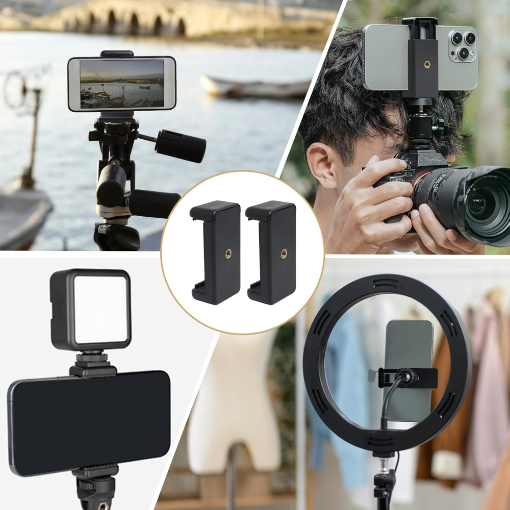 Set 2 cleme universale pentru telefon cu rotatie 360°, prindere 1/4 inch pentru trepied, monopied si selfie stick [6]