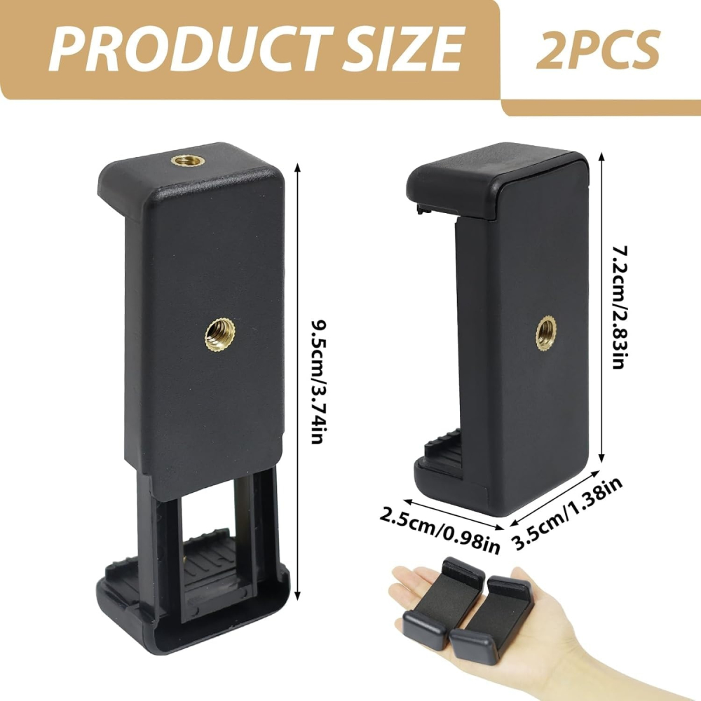 Set 2 cleme universale pentru telefon cu rotatie 360°, prindere 1/4 inch pentru trepied, monopied si selfie stick [2]