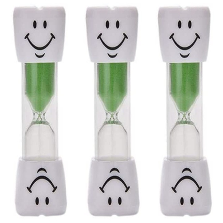 Set 2 clepsidre pentru perierea dintilor, 3 minute, 10 x 2.5 cm, verde [7]