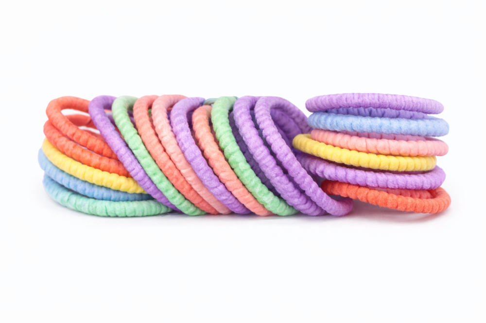 Set 2 cutii accesorii par cu elastic 2 cm, elastic spiralat, elastic subtire si 10 cleme flori multicolor [10]