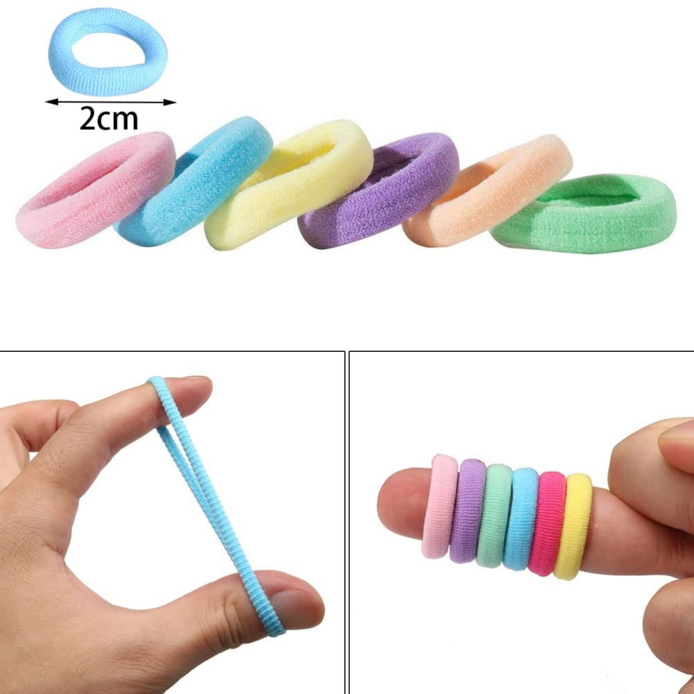 Set 2 cutii accesorii par cu elastic 2 cm, elastic spiralat, elastic subtire si cleme inimioare, multicolor [6]