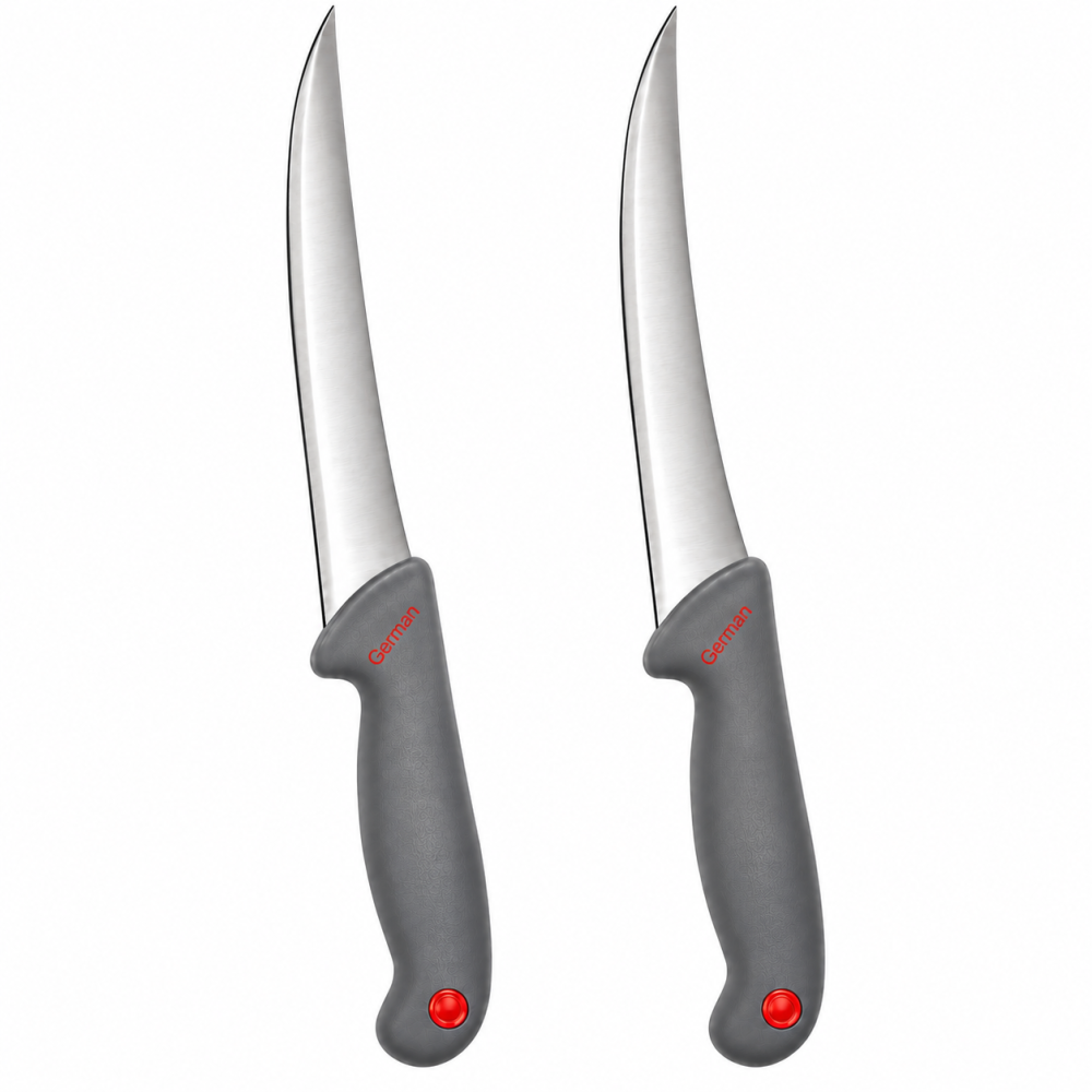 Set 2 cutite pentru dezosat gri, 29 cm, lama curbata 16 cm din otel inoxidabi [3]