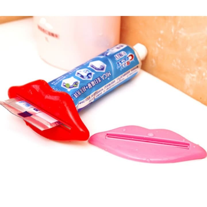 Set 2 dispozitive pentru stors tub pasta de dinti, cosmetice, rosu/roz [4]
