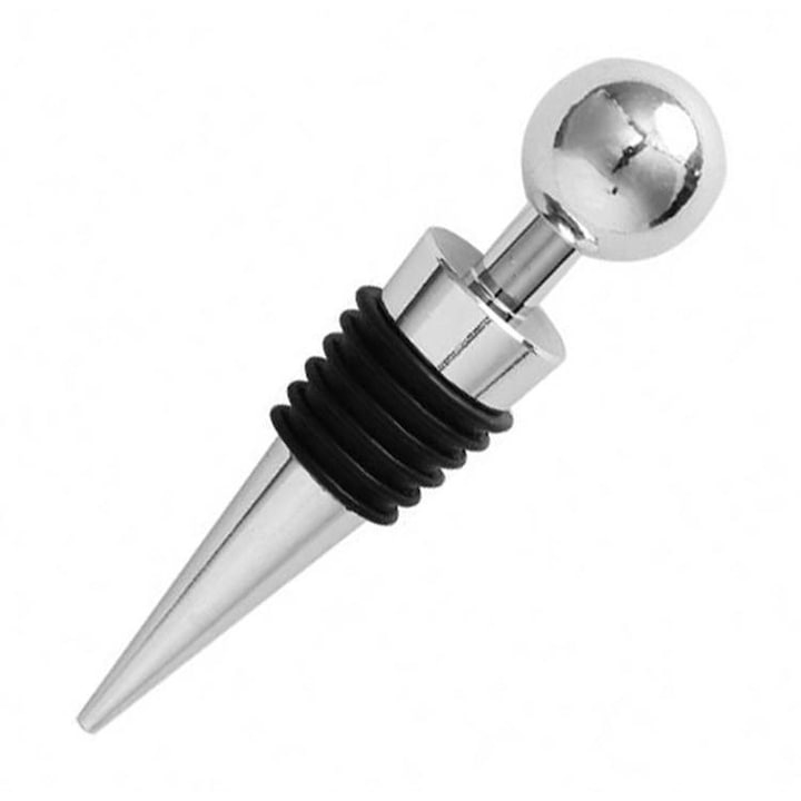 Set 2 dopuri pentru sticla de vin, din plastic si silicon, 9 cm, argintiu/negru – etansare perfecta si design elegant [2]