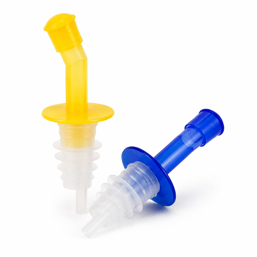 Set 2 dopuri picuratoare pentru sticle, galben si albastru, dozatoare reutilizabile pentru lichide [2]