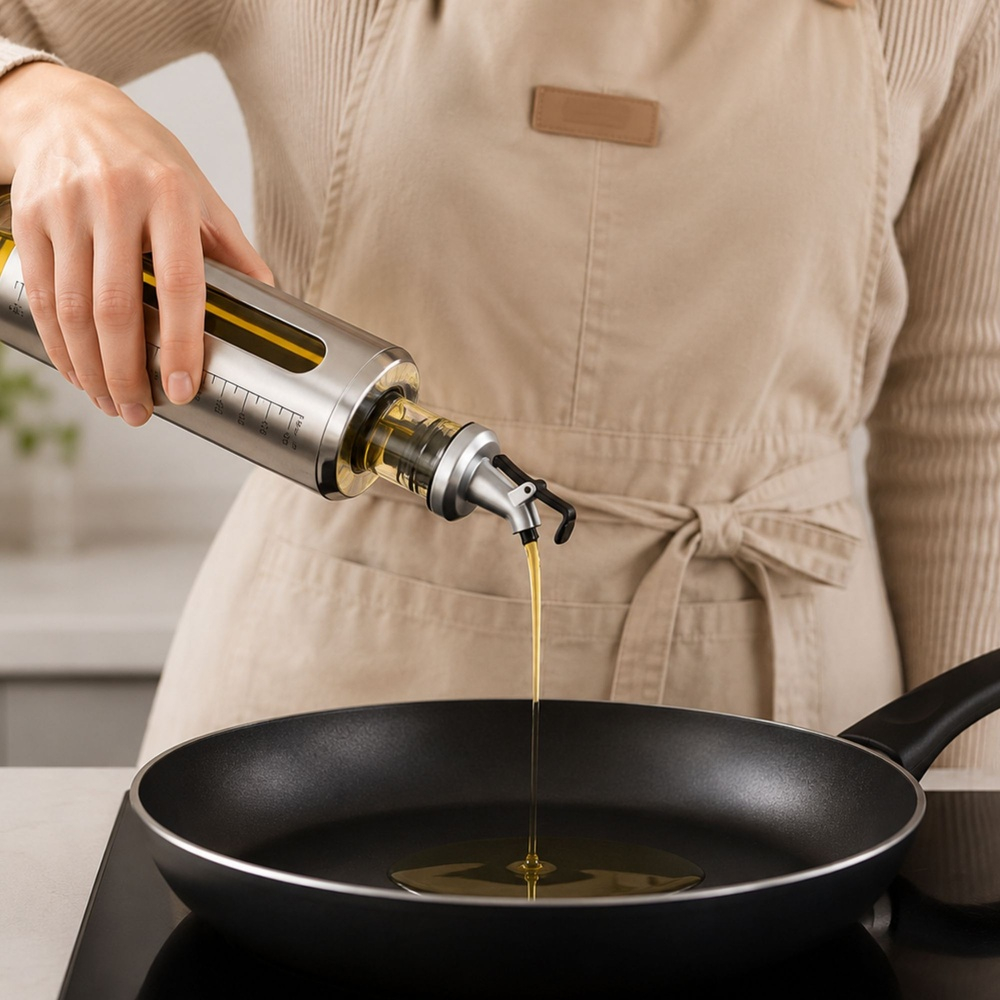 Set 2 dozatoare pentru ulei si otet, 2 x 500 ml, argintiu, recipiente din sticla cu protectie inox, scala gradata, cioc anti-picurare, pentru bucatarie [15]