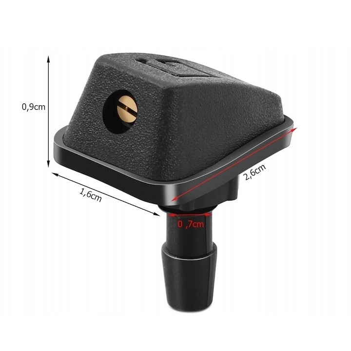 Set 2 duze universale pentru spalare parbriz, reglare flux 360°, tip ceata, plastic rezistent, 0.9 x 1.6 x 2.6 cm, culoare neagra [12]