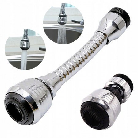 Set 2 extensii robinet flexibila 360 grade cu 2 moduri de pulverizare 13 cm lungime [2]