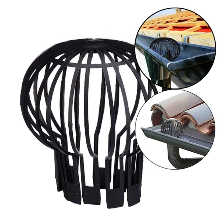 Set 2 filtre pentru jgheab, pentru protejarea scurgerii si mentinerea fluxului apei, plastic rezistent, 132x145 mm, negru – solutie practica pentru prevenirea infundarii jgheaburilor [7]