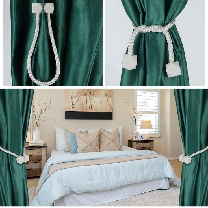 Set 2 inele magnetice de prindere pentru draperii si perdea,design de tip cub - Alb [4]