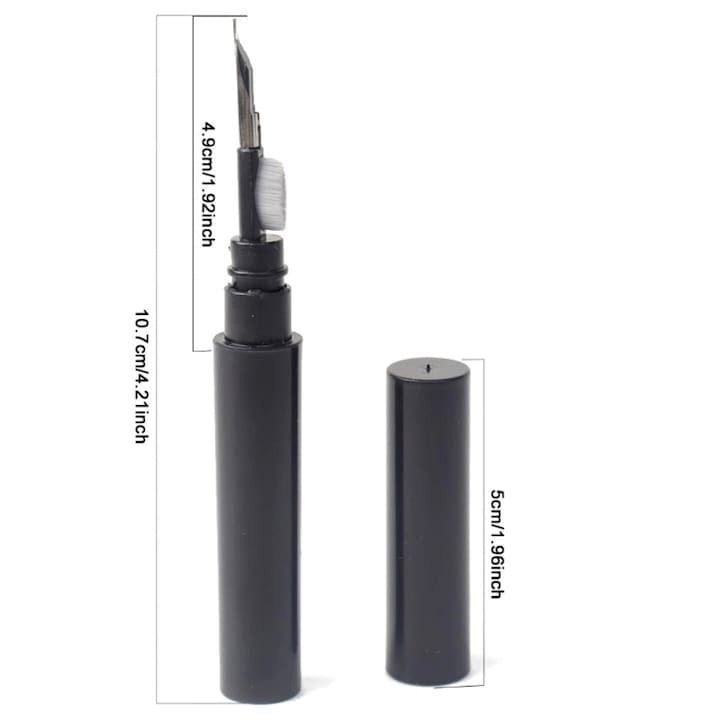 Set 2 kituri curatare casti 5 in 1 multifunctionale, ABS, 10.6 x 1.3 x 1.3 cm, pentru AirPods, earbuds, smartphone, tastatura si dispozitive electronice, negru [4]