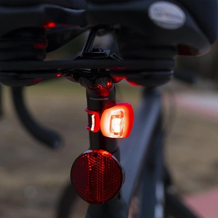 Set 2 lampi silicon pentru bicicleta,lumina alba,3 moduri de luminare,impermeabile - Negru [10]