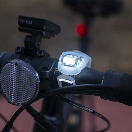 Set 2 lampi silicon pentru bicicleta,lumina alba,3 moduri de luminare,impermeabile - Negru [9]