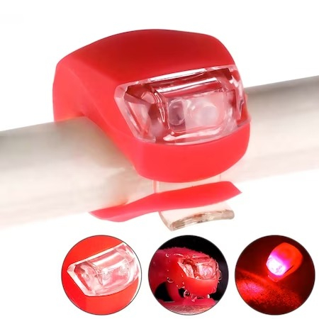 Set 2 lampi silicon pentru bicicleta,lumina alba,3 moduri de luminare,impermeabile - Negru [7]