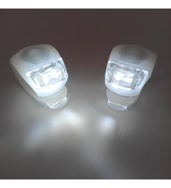Set 2 lampi silicon pentru bicicleta, cu lumina alba, 3 moduri de luminare, impermeabile, culoare alb [5]
