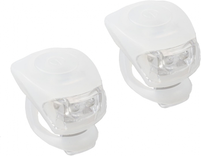 Set 2 lampi silicon pentru bicicleta, cu lumina alba, 3 moduri de luminare, impermeabile, culoare alb [2]