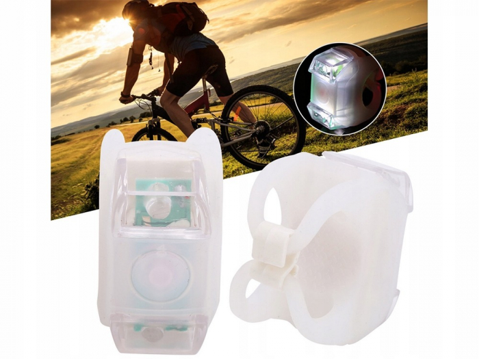 Set 2 lampi silicon pentru bicicleta LED, fata si spate - Alb/Rosu [3]